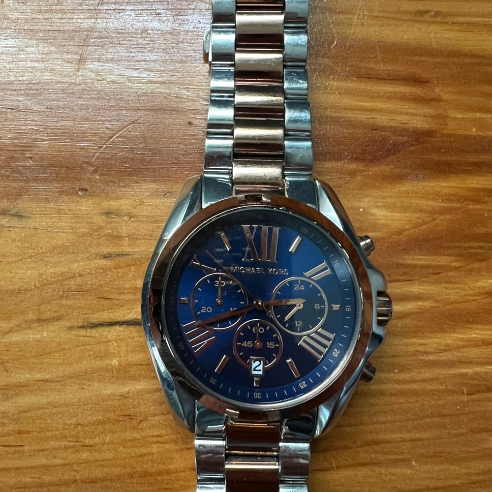 Michael Kors Blue and Silver Watch